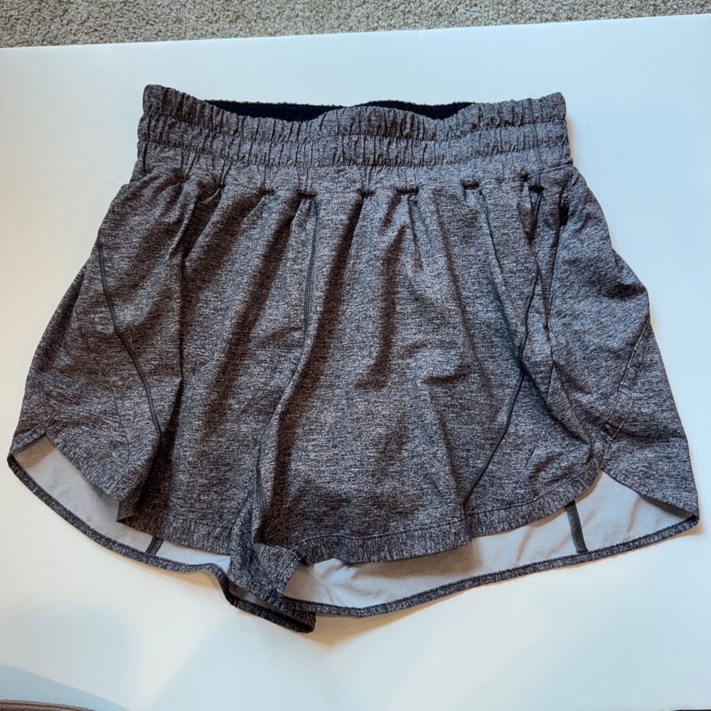 Lululemon Track That High-Rise Lined Short 3 Heathered Grey Space Dye Size 8
